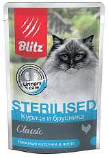 BLITZ Classic Sterilised Adult Cat (Курица и брусника)