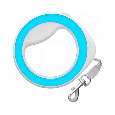 Поводок-рулетка круглая Collar WAUDOG, светло-серый/голубой