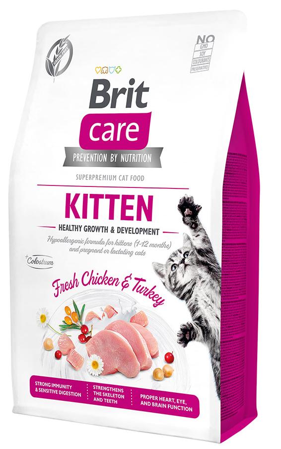 Сухой корм Brit Care Cat GF Kitten Healthy Growth & Development (Курица, индейка) для кошек и котят