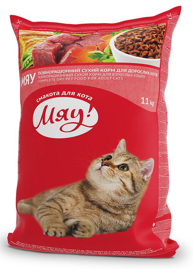Сухой корм Мяу! для взрослых кошек (Курица) для кошек и котят