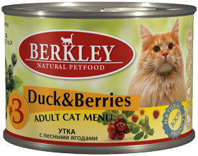 Консервы Berkley для кошек (Утка с лесными ягодами) для кошек и котят