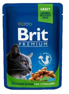 Консервы Brit Premium Cat Pouches Chicken Slices for Sterilised для кошек и котят