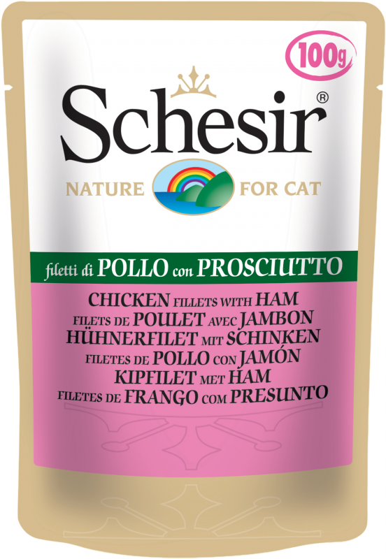 Консервы Schesir Chicken Ham (Курица, ветчина) для кошек и котят