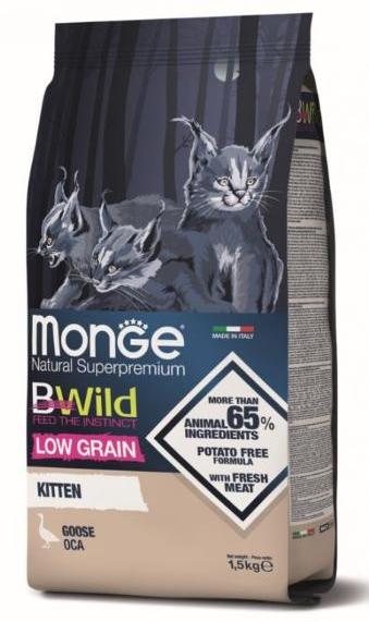 Сухой корм Monge Cat Bwild Low Grain Kitten (Гусь) для кошек и котят