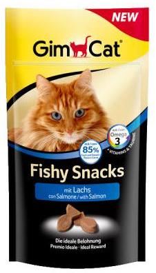Лакомство GimCat Fishy Snacks с лососем для кошек и котят