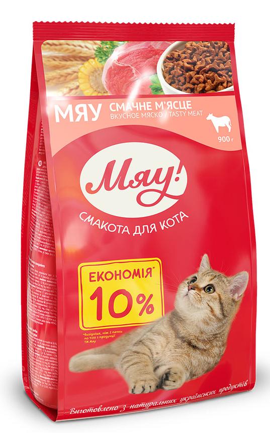 Сухой корм Мяу! для взрослых кошек (Мясной) для кошек и котят