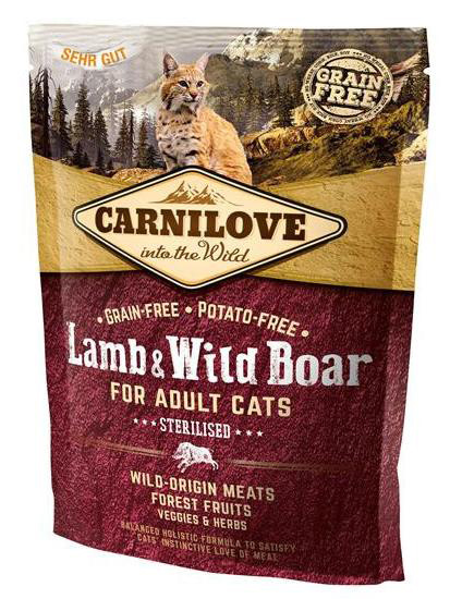 Сухой корм Carnilove for Adult Cats Sterilised (Ягненок и кабан) для кошек и котят