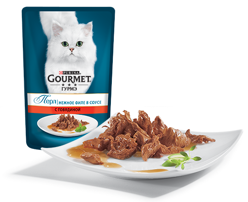 Консервы Gourmet Перл Нежное филе в соусе с говядиной для кошек и котят