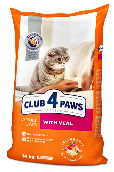Сухой корм Club 4 Paws для взрослых кошек (Телятина) для кошек и котят