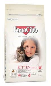 Сухой корм BonaCibo Kitten (Курица, анчоус и рис) для кошек и котят