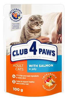 Консервы Club 4 Paws Premium для кошек с лососем в желе для кошек и котят