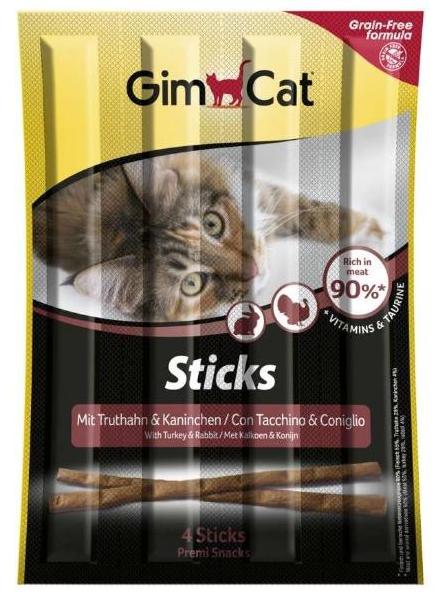 Лакомство GimCat Палочки с индейкой и кроликом, 4 шт/уп. для кошек и котят