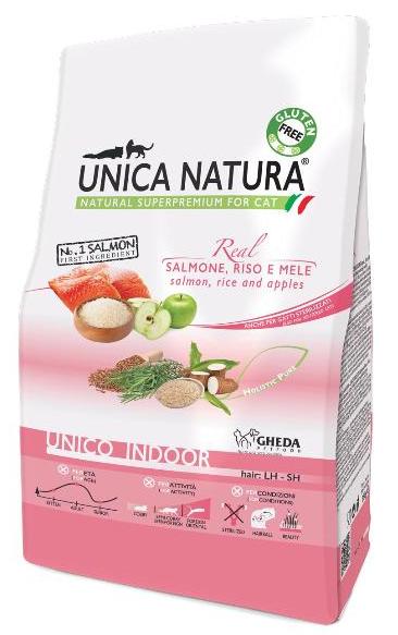 Сухой корм Unica Natura Unico Indoor (Лосось, рис, яблоко) для кошек и котят