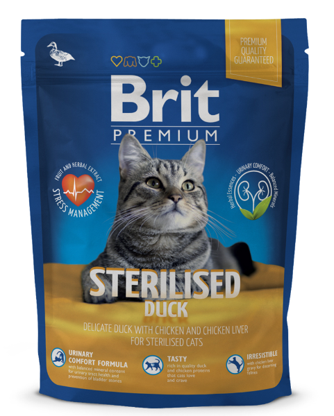 Сухой корм Brit Premium Cat Sterilised (Утка) для кошек и котят