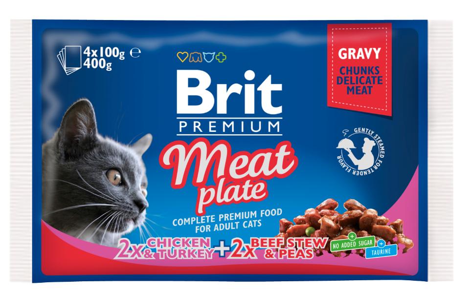 Консервы Brit Premium Cat Meat Plate, 4х100 г для кошек и котят