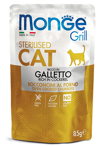 Консервы Monge Cat Grill Pouch Sterilised Galletto для кошек и котят