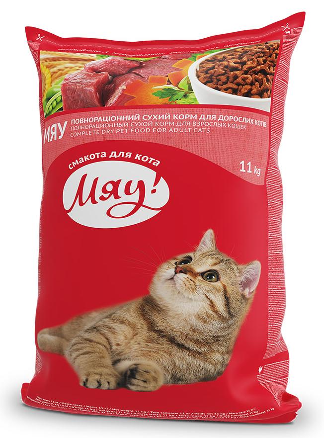 Сухой корм Мяу! для взрослых кошек (Мясной) для кошек и котят