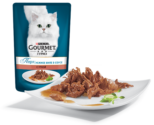 Консервы Gourmet Перл Нежное филе в соусе с уткой для кошек и котят