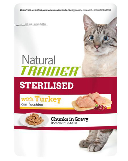 Консервы Trainer Natural Pouch Turkey Sterilised для кошек и котят