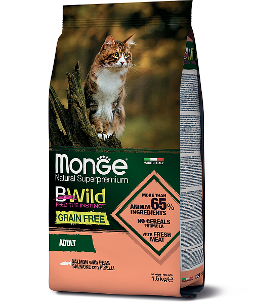 Сухой корм Monge Cat Bwild Grain Free Adult (Лосось) для кошек и котят
