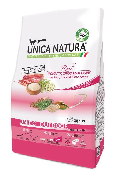 Сухой корм Unica Natura Unico Outdoor (Ветчина, рис, боб садовый) для кошек и котят