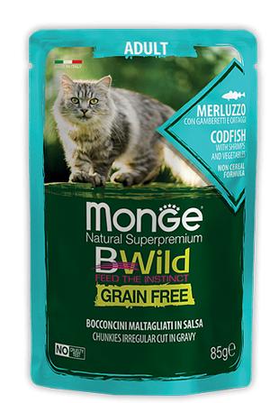 Консервы Пауч Monge Cat BWild Codfish/Vegetables для кошек и котят