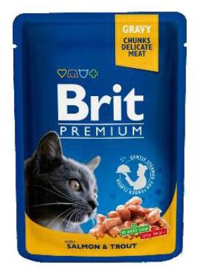 Консервы Brit Premium Cat Pouches with Salmon & Trout для кошек и котят