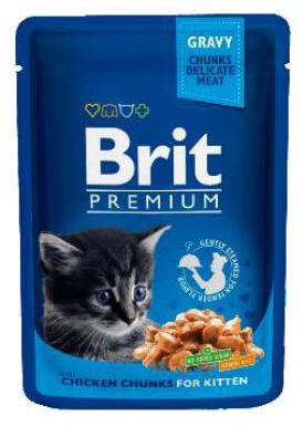 Консервы Brit Premium Cat Pouches Chicken Chunks for Kitten для кошек и котят