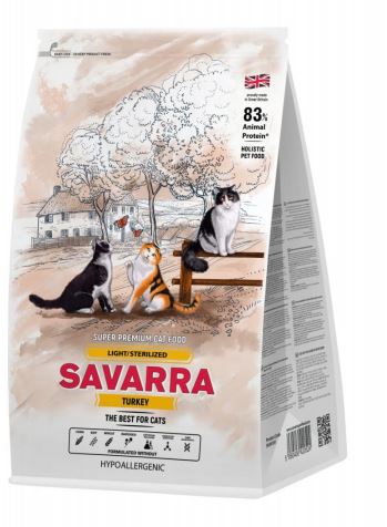 Сухой корм Savarra Light/Sterilized Cat (Индейка, рис) для кошек и котят