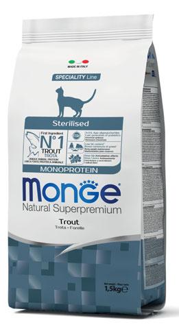 Сухой корм Monge Cat Monoprotein Sterilized (Форель) для кошек и котят