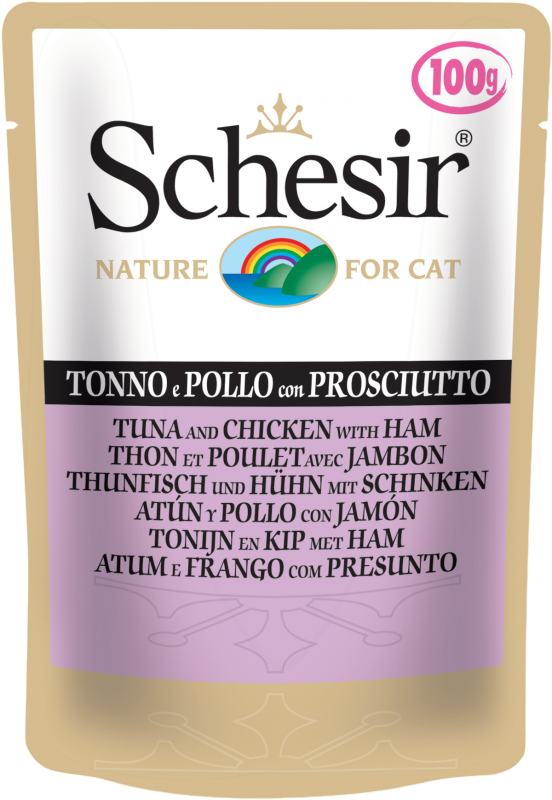 Консервы Schesir Tuna Chicken Ham (Тунец, курица, ветчина) для кошек и котят