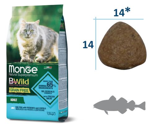 Сухой корм Monge Cat Bwild Grain Free Adult (Треска) для кошек и котят