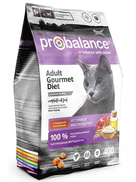 Сухой корм Probalance Cat Gourmet diet Adult Gourmet Diet Beef & Lamb для кошек и котят
