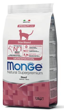 Сухой корм Monge Cat Monoprotein Sterilized (Говядина) для кошек и котят