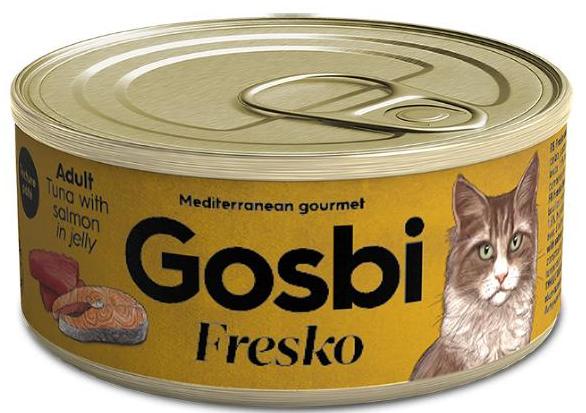 Консервы Gosbi Fresko Cat (Тунец и лосось в желе) для кошек и котят