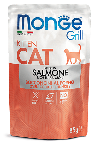 Консервы Monge Cat Grill Pouch Kitten Salmon для кошек и котят