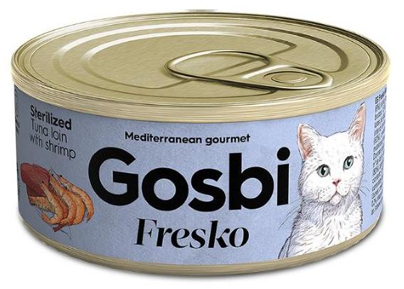Консервы Gosbi Fresko Sterilized (Тунец, креветки) для кошек и котят