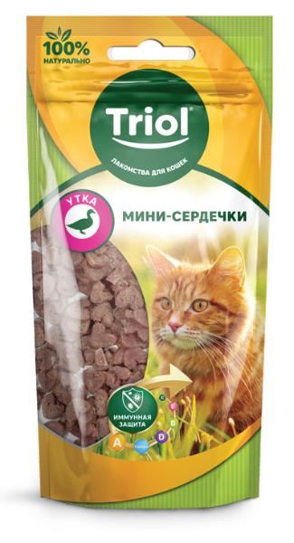 Лакомство Triol Мини-сердечки из утки для кошек для кошек и котят
