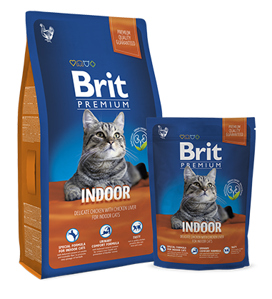Сухой корм Brit Premium Cat Indoor (Курица и печень) для кошек и котят