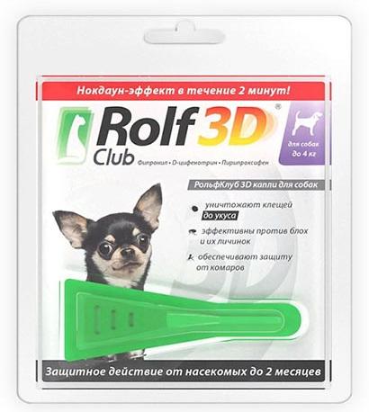 Экопром RolfClub 3D Капли для собак до 4 кг