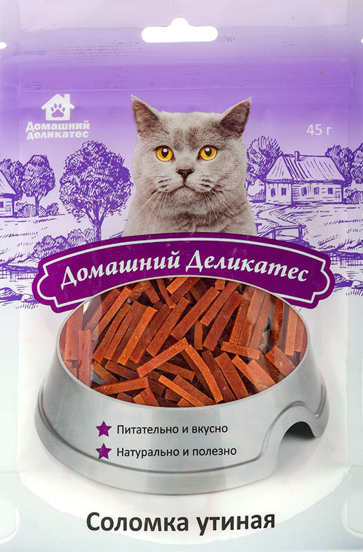 Лакомство Домашний деликатес Соломка утиная для кошек и котят