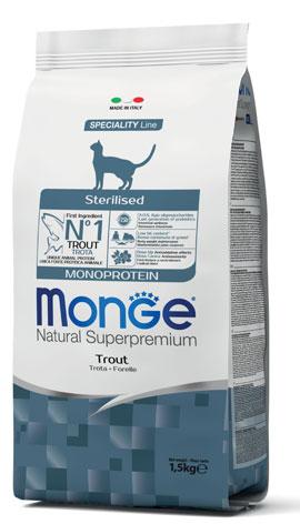Сухой корм Monge Cat Monoprotein Sterilized (Форель) для кошек и котят
