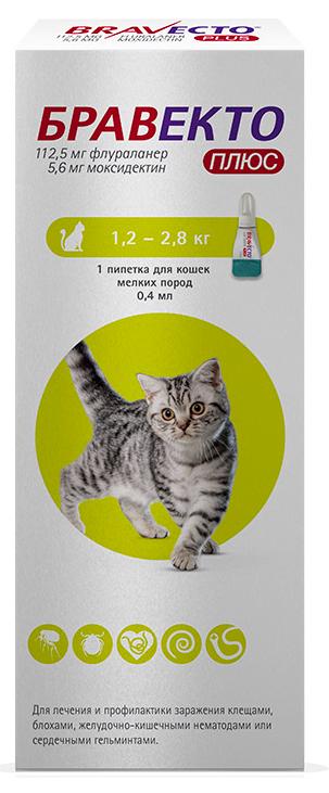 MSD Animal Health Бравекто Плюс капли для кошек