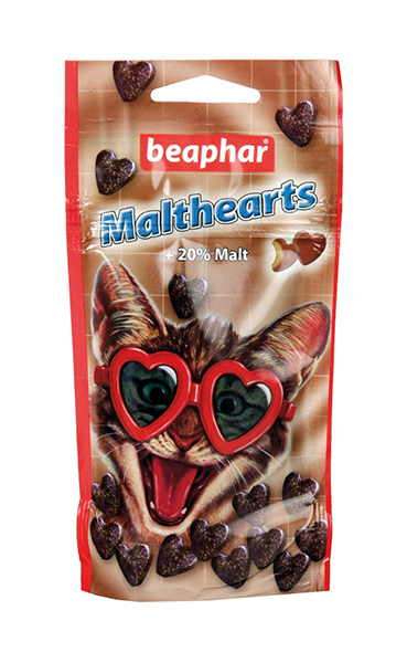 Лакомство Лакомство Beaphar Malt Hearts, 52,5 г для кошек и котят