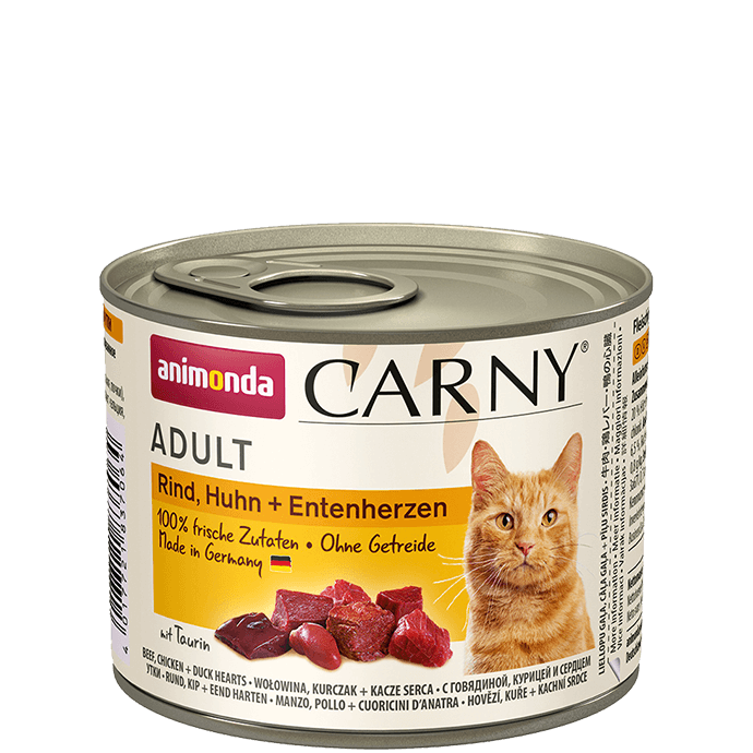 Консервы Carny Adult (с говядиной, курицей и сердцем утки) для кошек и котят