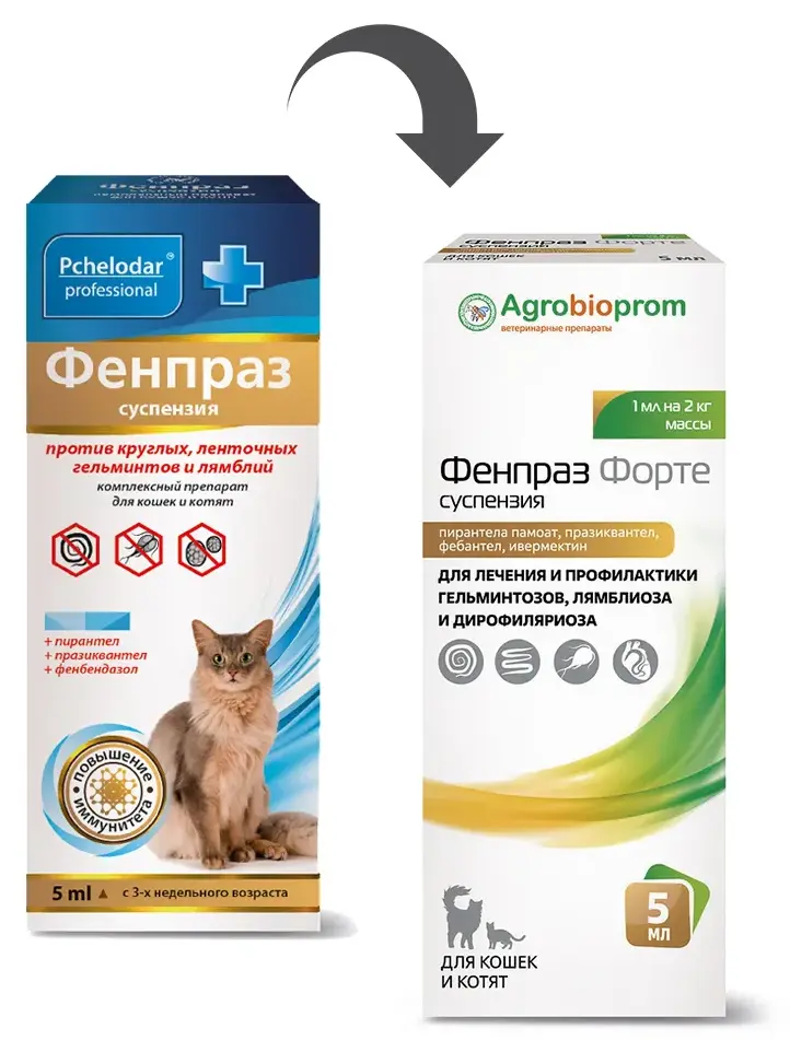 Pchelodar Фенпраз форте Суспензия для кошек и котят, 5 мл
