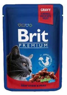 Консервы Brit Premium Cat Pouches with Beef Stew & Peas для кошек и котят