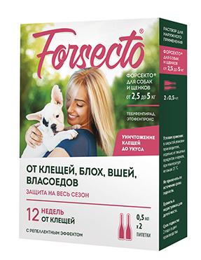 Астрафарм FORSECTO Капли от внешних паразитов для собак и щенков от 2,5 до 5 кг