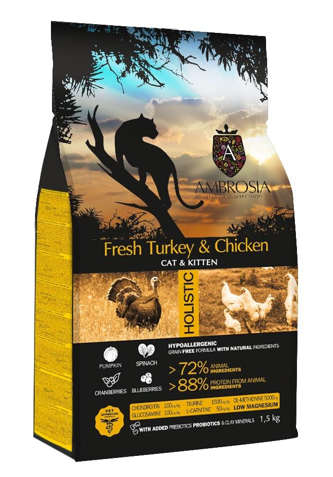 AMBROSIA Cat&Kitten (Индейка, курица)