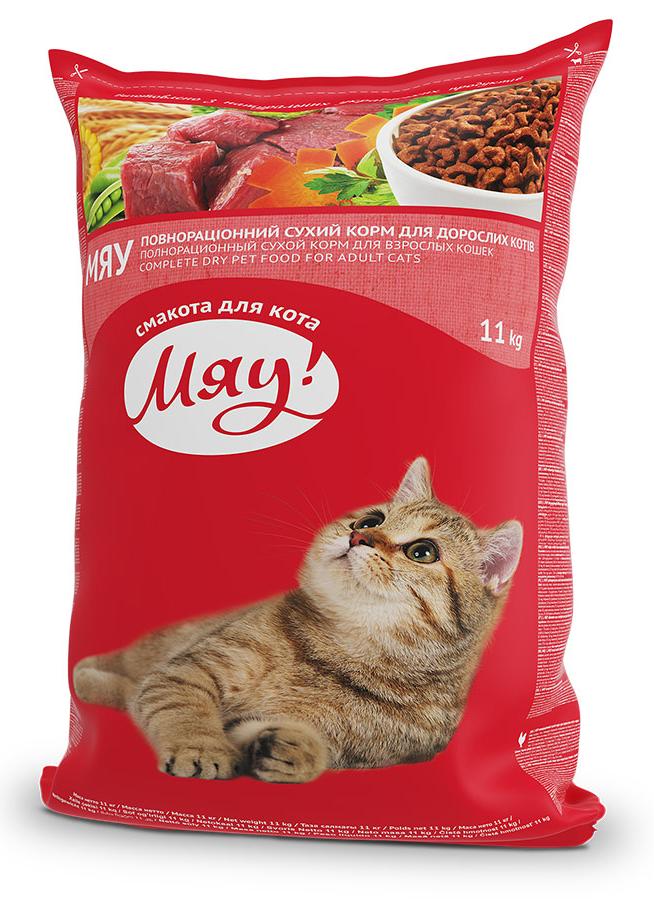 Сухой корм Мяу! для взрослых кошек (Телятина) для кошек и котят